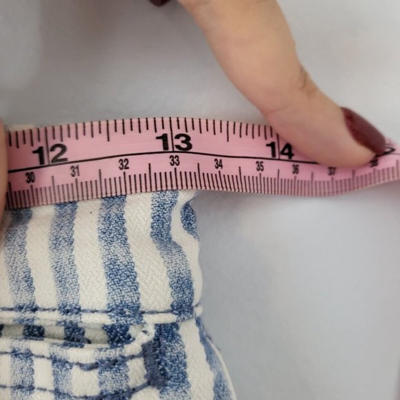 EUC Pilcro and the Letterpress Railroad White Blue Stripe Straight Jeans Size 25 - Picture 4 of 11